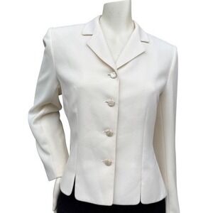 Vintage A&K Designs Blazer Jacket Cream Quiet Luxury Old Money Minimalist Sz 10